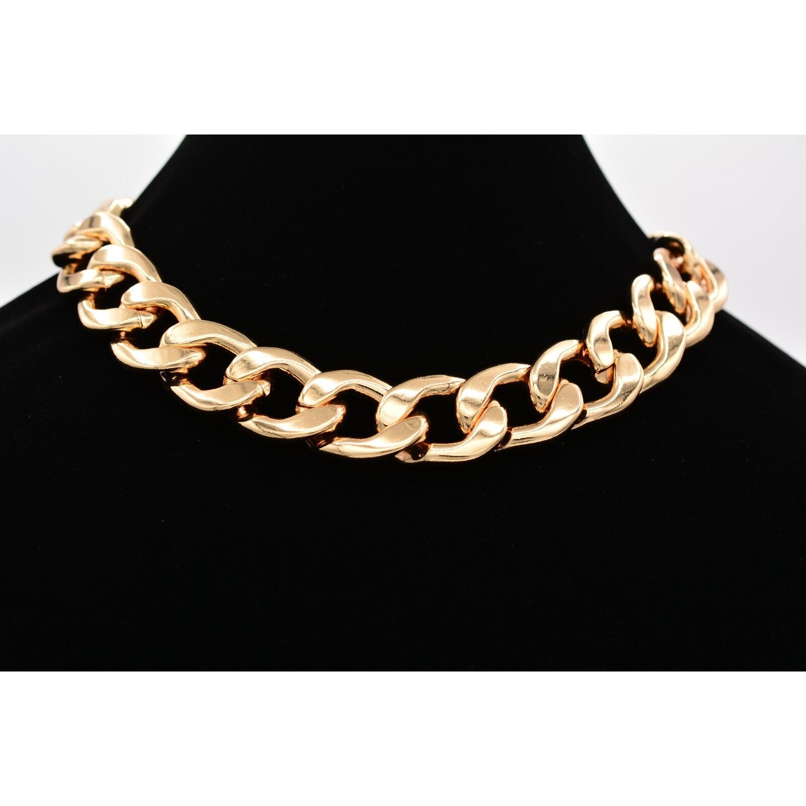 Aqua Chain Necklace Collar Thick Gold Tone Chunky Shiny Linked Heavy Nwt Bin4a 30$